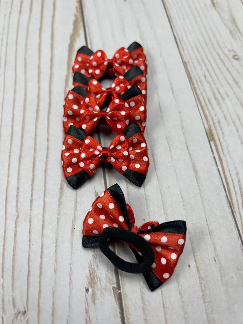 2" Red Minnie Mouse Magic Band Bow / Mini Hair Bow - Etsy | Etsy (US)