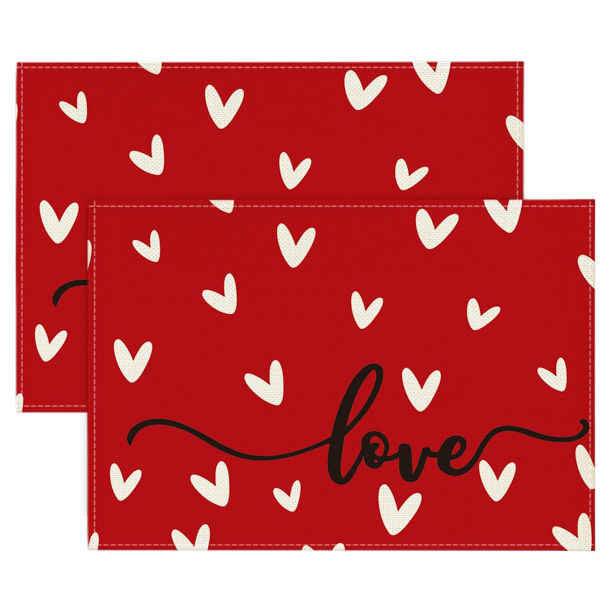 Artoid Mode Red Love Placemats Set of 2, 12x18 Inch Seasonal Anniversary Holiday Table Mats for P... | Amazon (US)