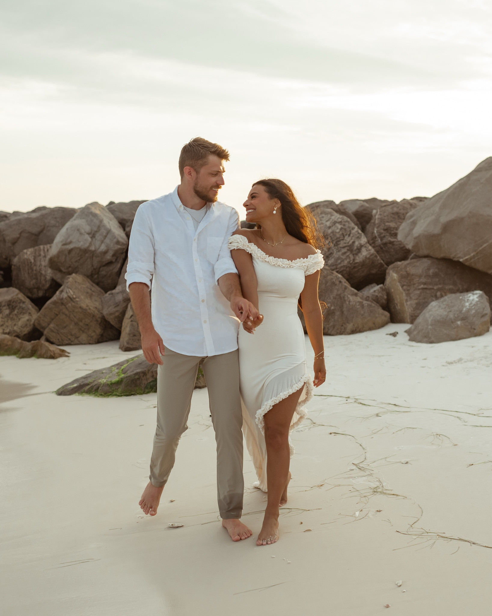 beach engagement pictures dress — white off shoulder ruffle detail dress with slit 

#LTKMens #LTKStyleTip #LTKWedding