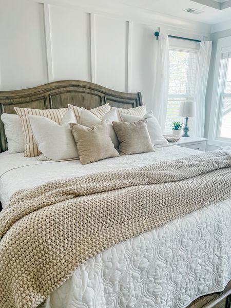 Master Bedroom bedding! 

Bedding, pillows, master bedroom,
King bed, king size bedding, wood bed, master bedroom design, throw pillows, neutral decor 

#LTKstyletip #LTKhome #LTKfamily
