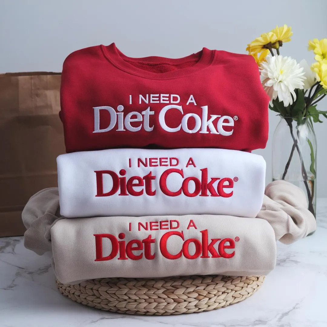 I NEED A DIET COKE Embroidered Sweatshirt, I Need A Diet Coke Embroidered Crewneck, Gift for Diet... | Etsy (US)