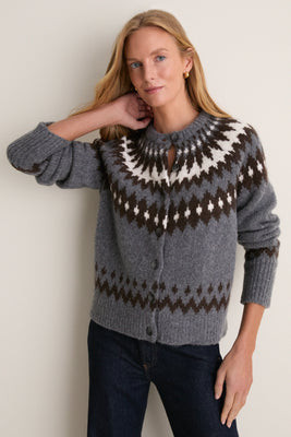 Gray and Brown Marlow Fair Isle Cardigan | Tuckernuck (US)
