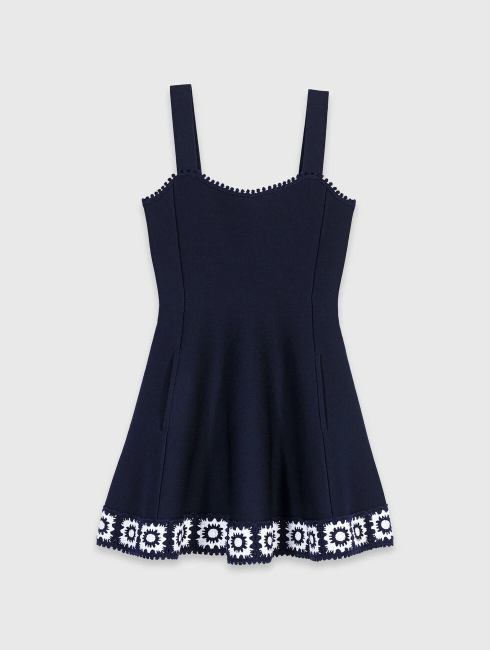 Dress with crochet panels Blue for Women | Maje | Maje US