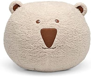 Delta Children Bear Plush Foam Pouf Ottoman, Cute Room Decor, Cream Sherpa/Faux Leather | Amazon (US)