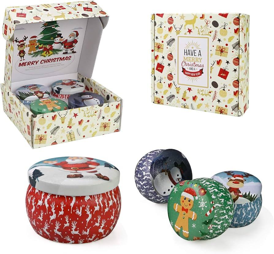 Christmas Candles, 4 Pack Scented Candles, Christmas Gifts for Women, Soy Candles Set, 120H Burni... | Amazon (US)