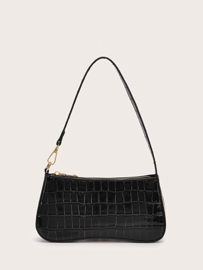 Croc Embossed Baguette Bag | SHEIN