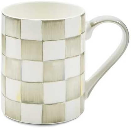 MACKENZIE-CHILDS Porcelain Mug, Tea and Coffee Mug, Gray-and-White Sterling Check | Amazon (US)