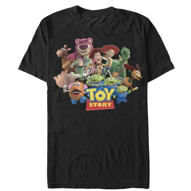 Men's Toy Story Character Logo Scene  Graphic Tee Black Medium | Walmart (US)