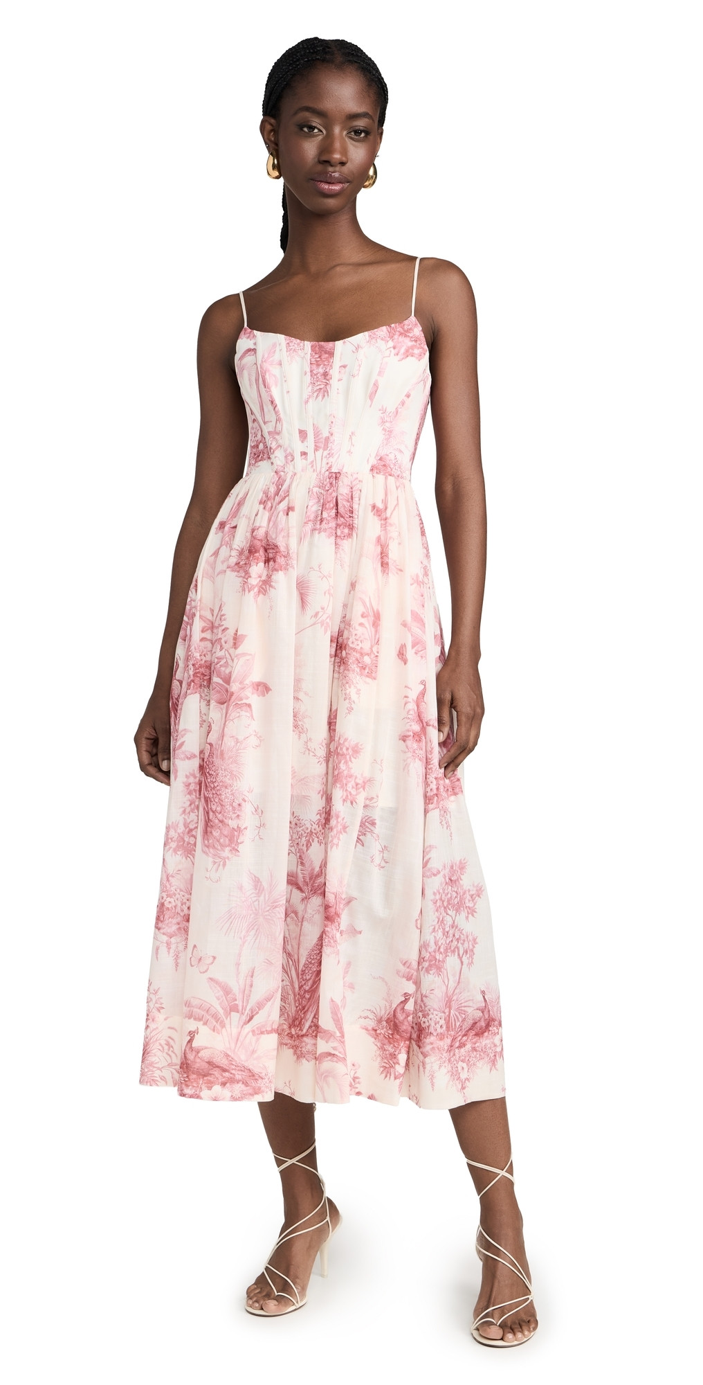 Zimmermann Waverly Corset Midi Dress Pink Palm 2 | Shopbop