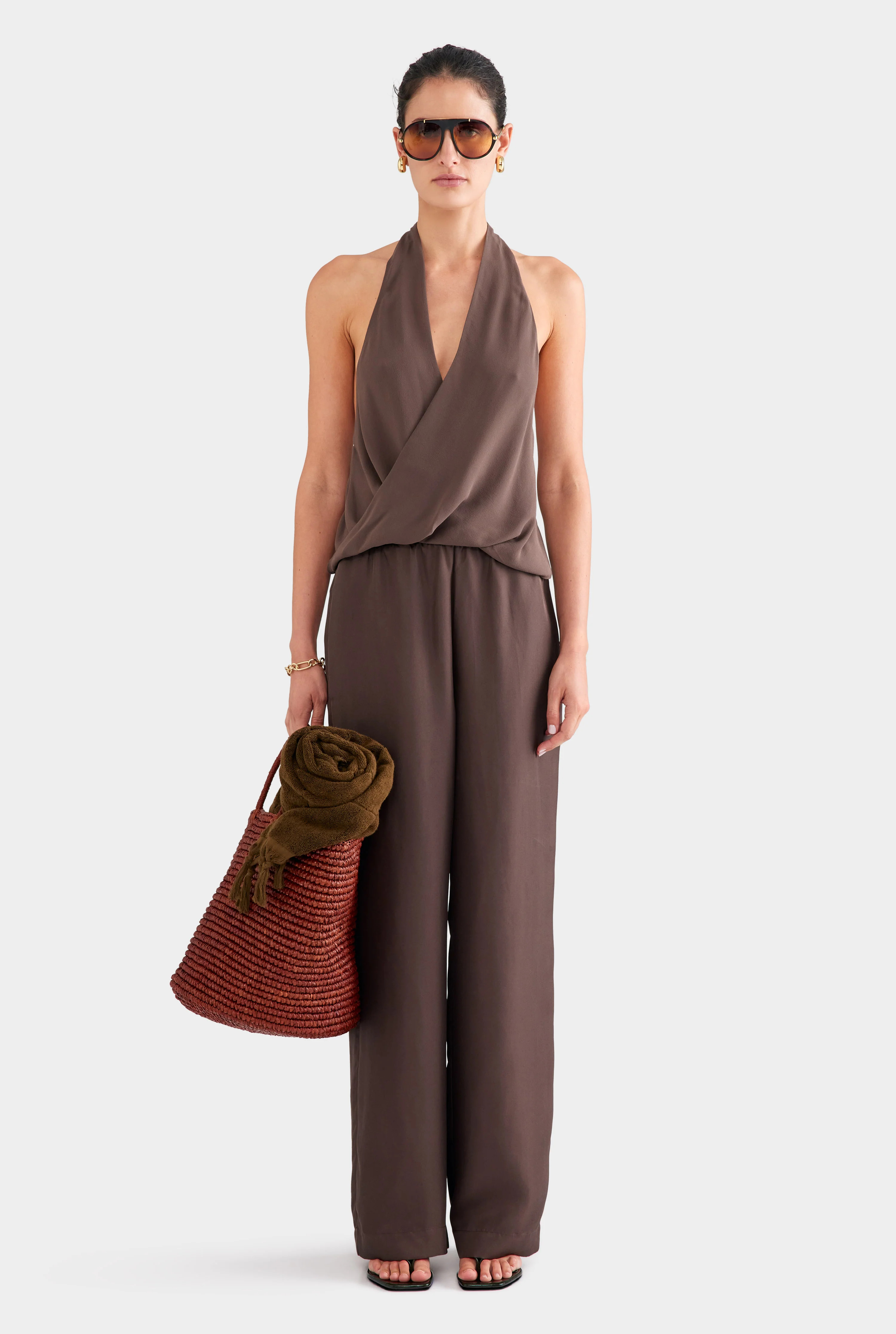 Silk Relaxed Pant Chocolate | Venroy | Venroy AU
