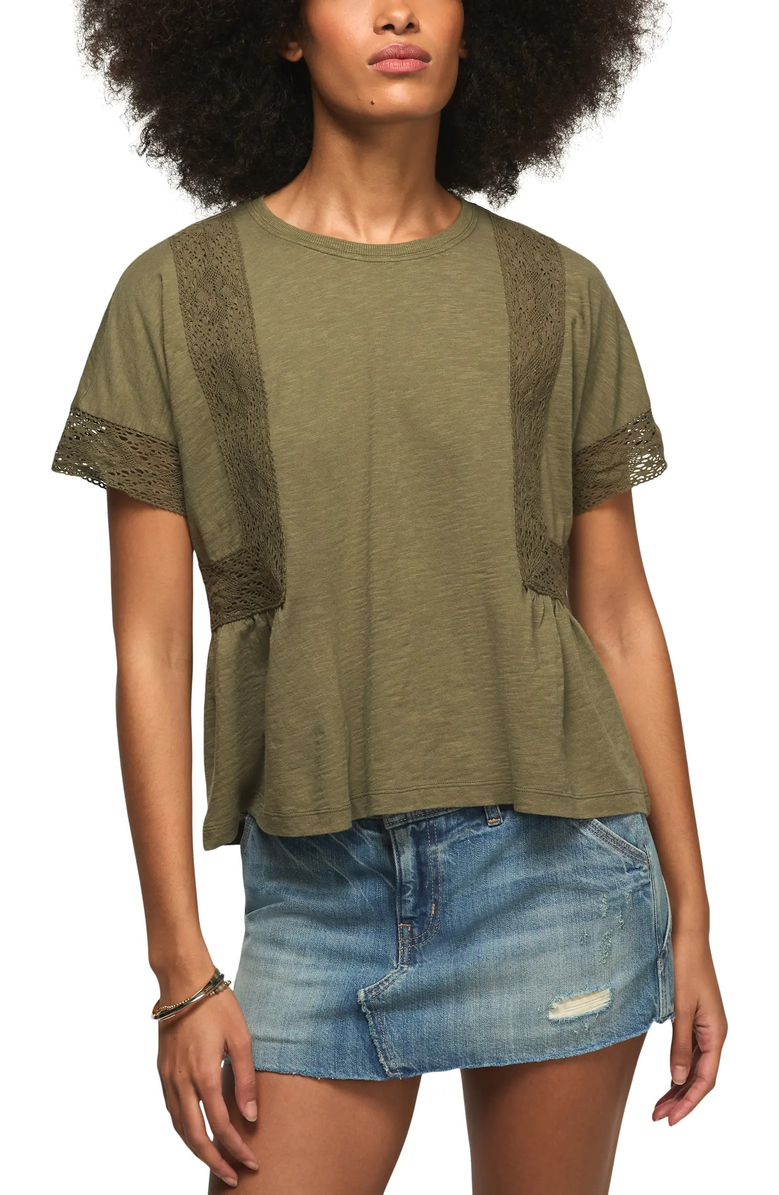 Lace Trim Peplum T-Shirt | Nordstrom