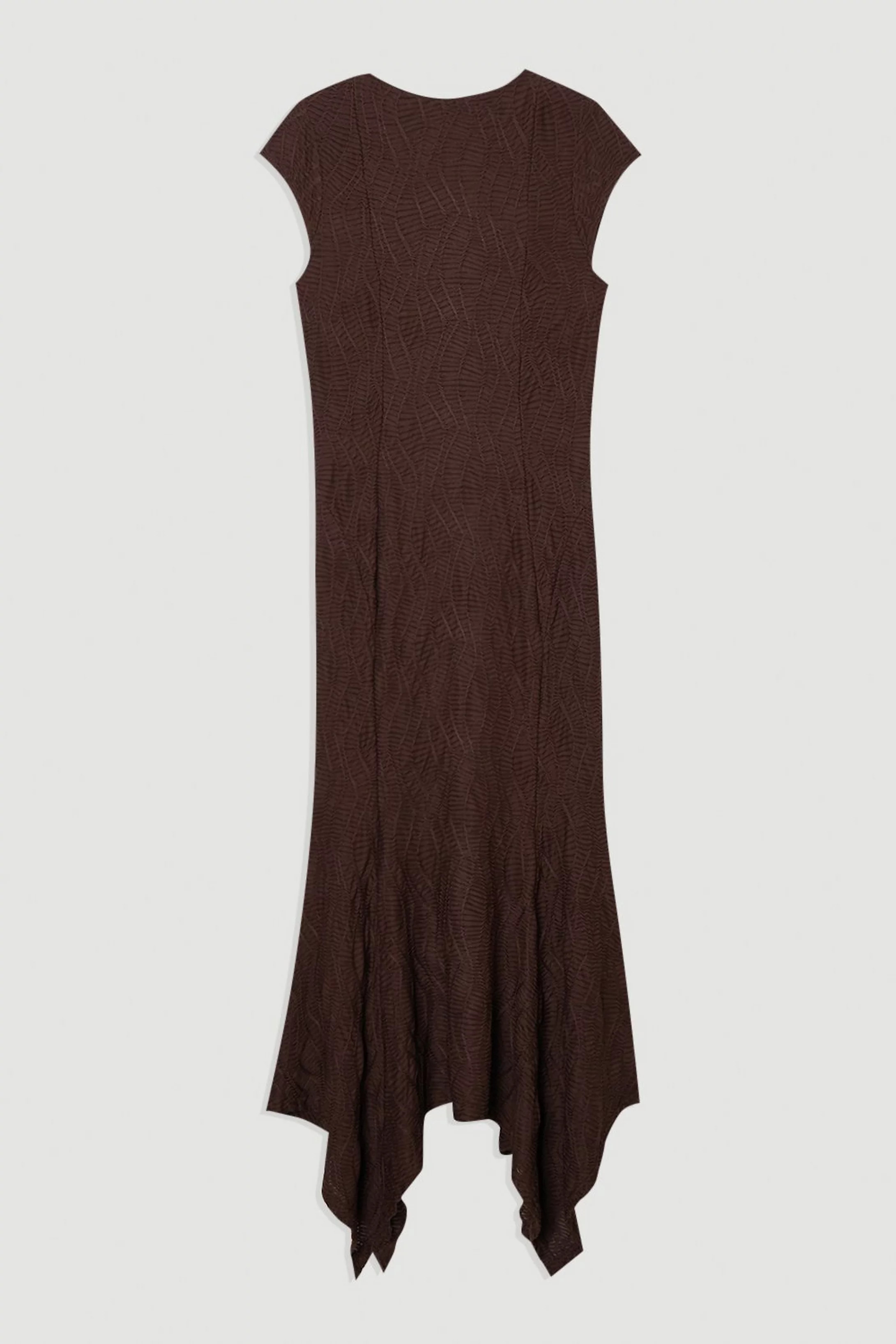 Textured Hanky Hem Short Sleeve Trim Detail Jersey Maxi Dress | Karen Millen UK + IE + DE + NL