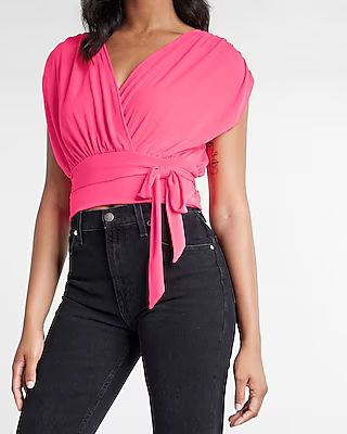 Smooth Matte Jersey Draped Front Top | Express