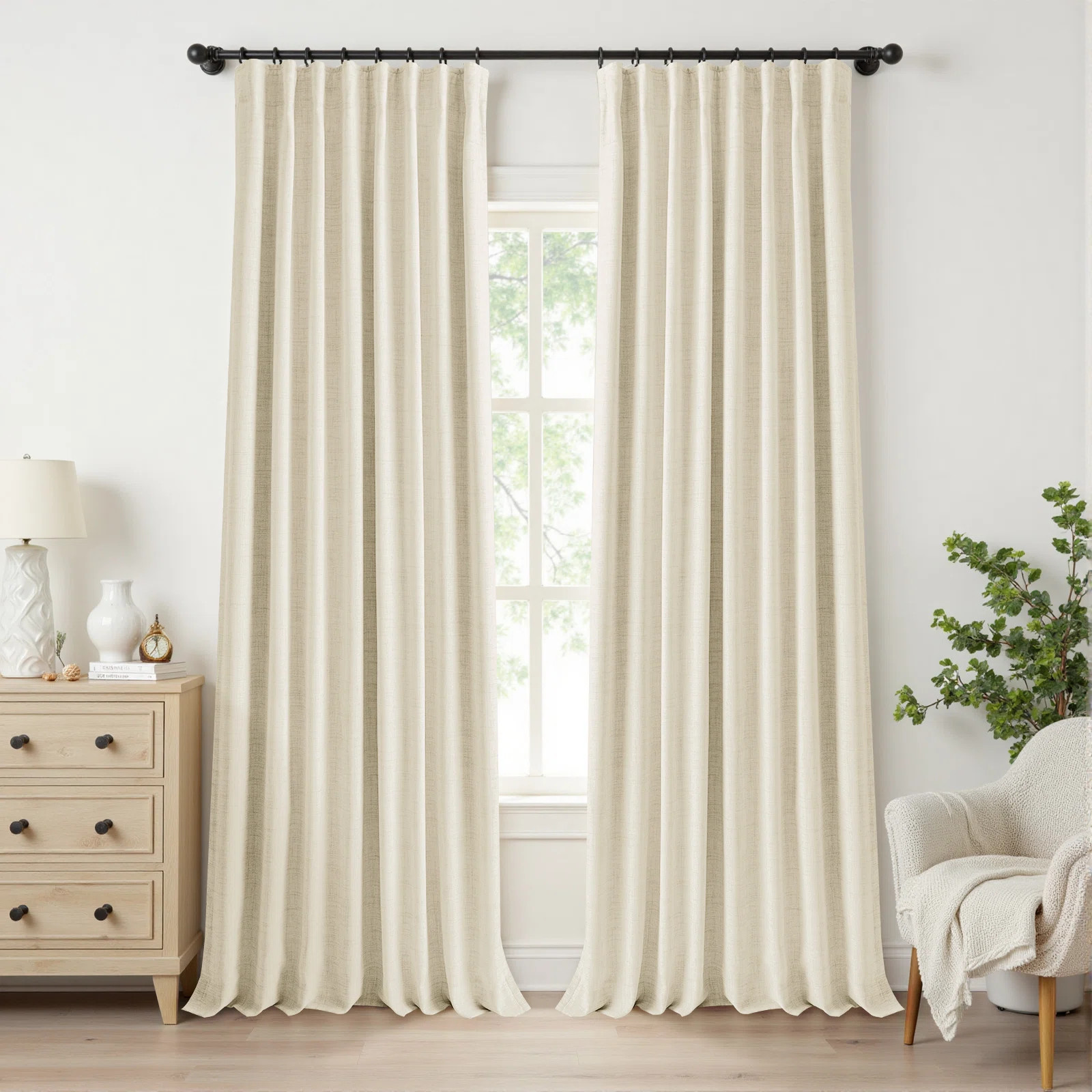 Birglinde Faux Linen Textured Thermal 100% Blackout Curtains for Bedroom Living Room Rod Pocket/R... | Wayfair North America