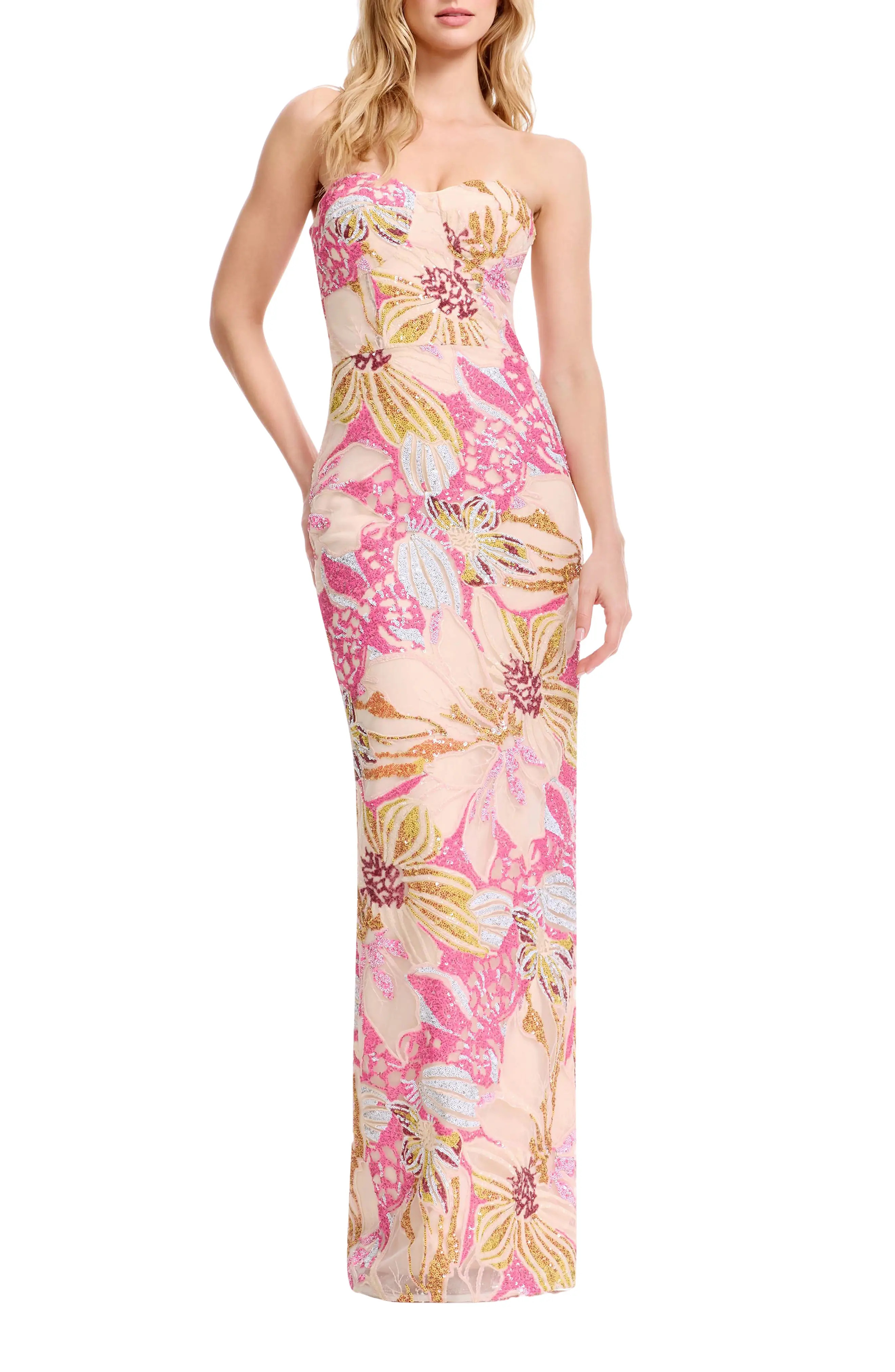 Vada Sequin Floral Strapless Gown (Women) | Nordstrom | Nordstrom