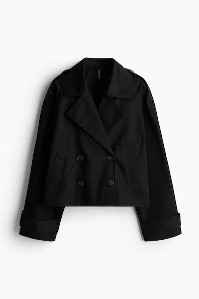 H & M - Short Trench Coat - Black | H&M (AU)