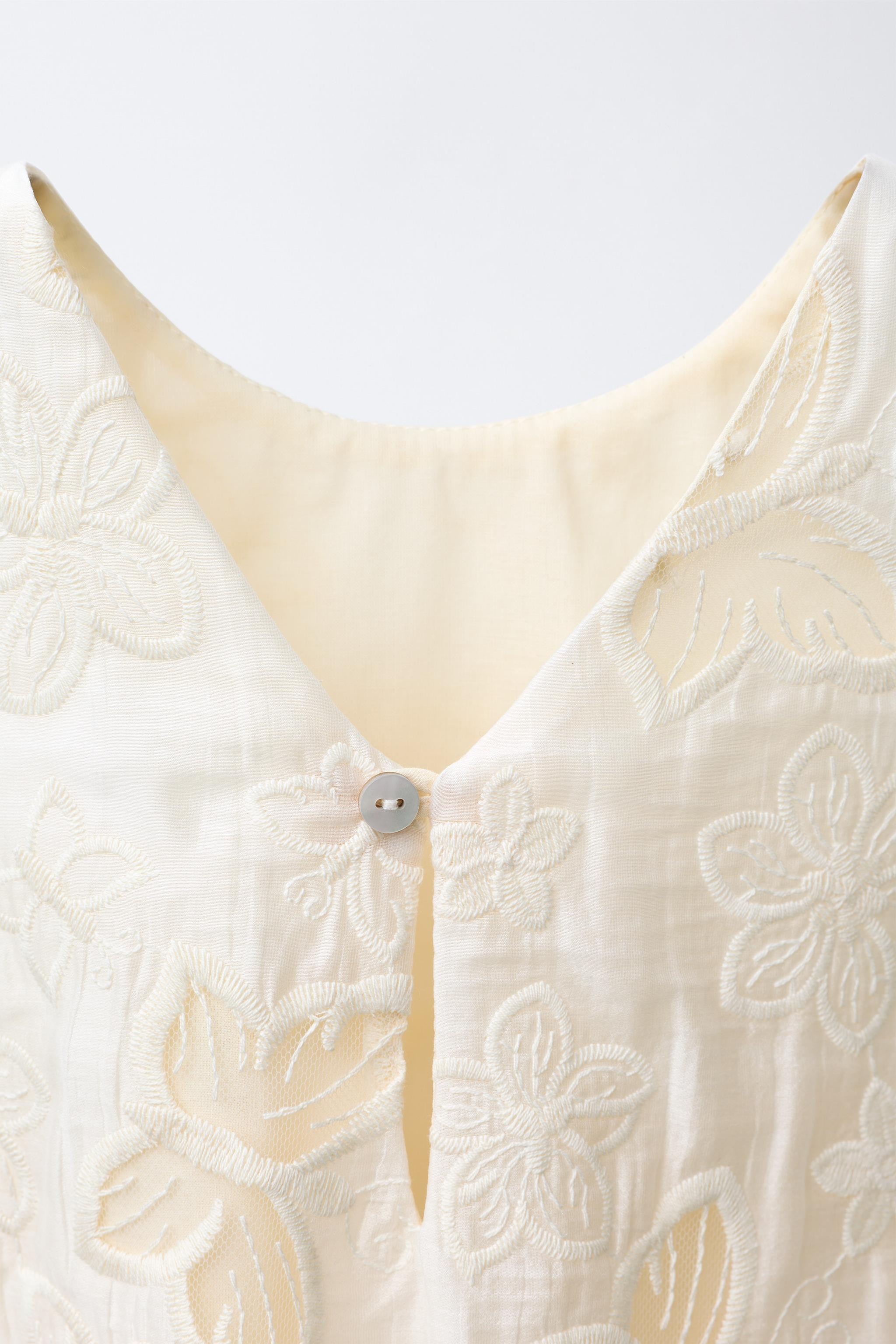 CONTRAST EMBROIDERED DRESS | Zara US