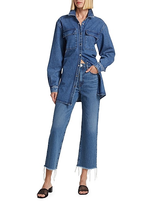 Denim Mini-Shirtdress | Saks Fifth Avenue