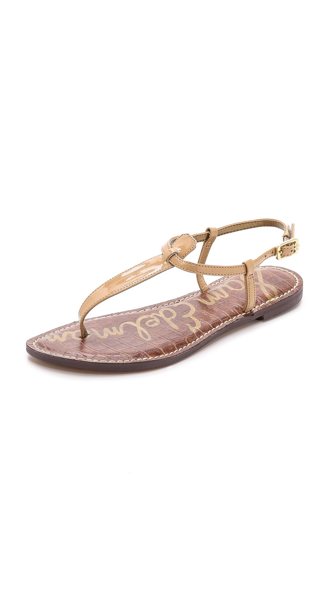 Sam Edelman Gigi Patent T Strap Sandals - Almond | Shopbop