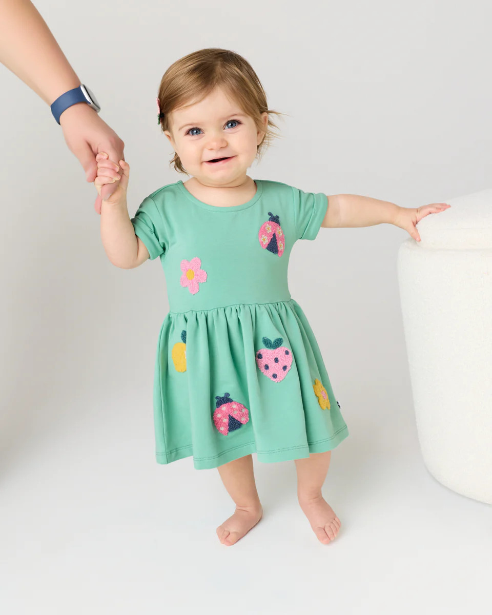 Garden Party Short Sleeve Dress with Bloomer | Little Sleepies