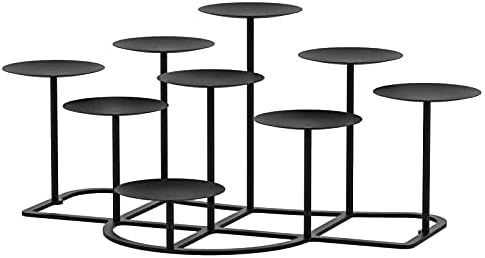 smtyle DIY 9 Mantle Candelabra Flameless or Wax Candle Holders for Fireplace with Black Iron Deco... | Amazon (US)