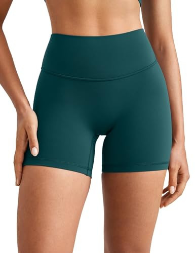 INGIA Womens High Waist No Front Seam Scrunch Butt Biker Shorts 5 Inches V-Back Scrunch Booty Gym Workouts Forest Green Small | Amazon (US)