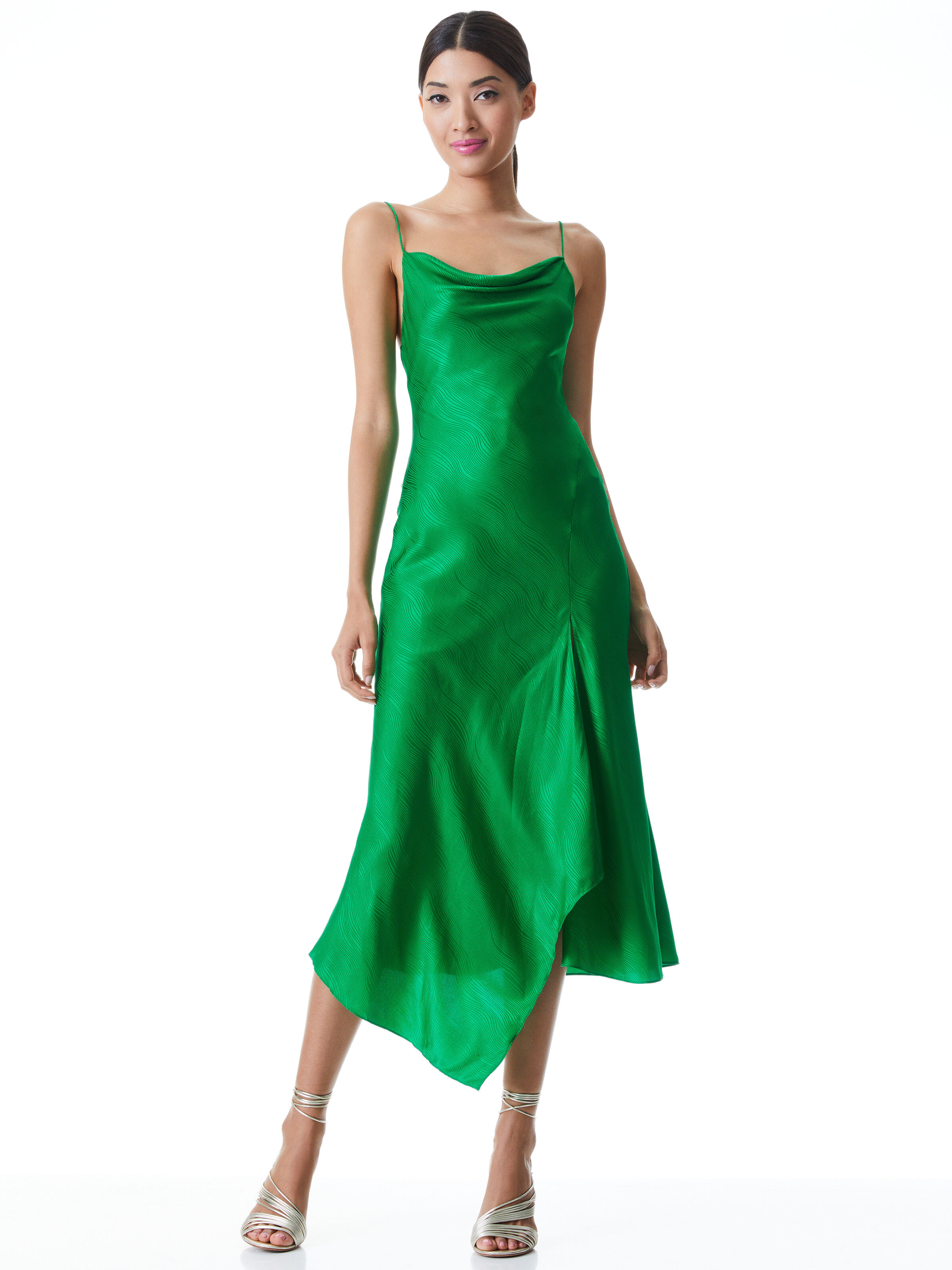 alice + olivia HARMONY DRAPEY SLIP MIDI DRESS | Alice + Olivia