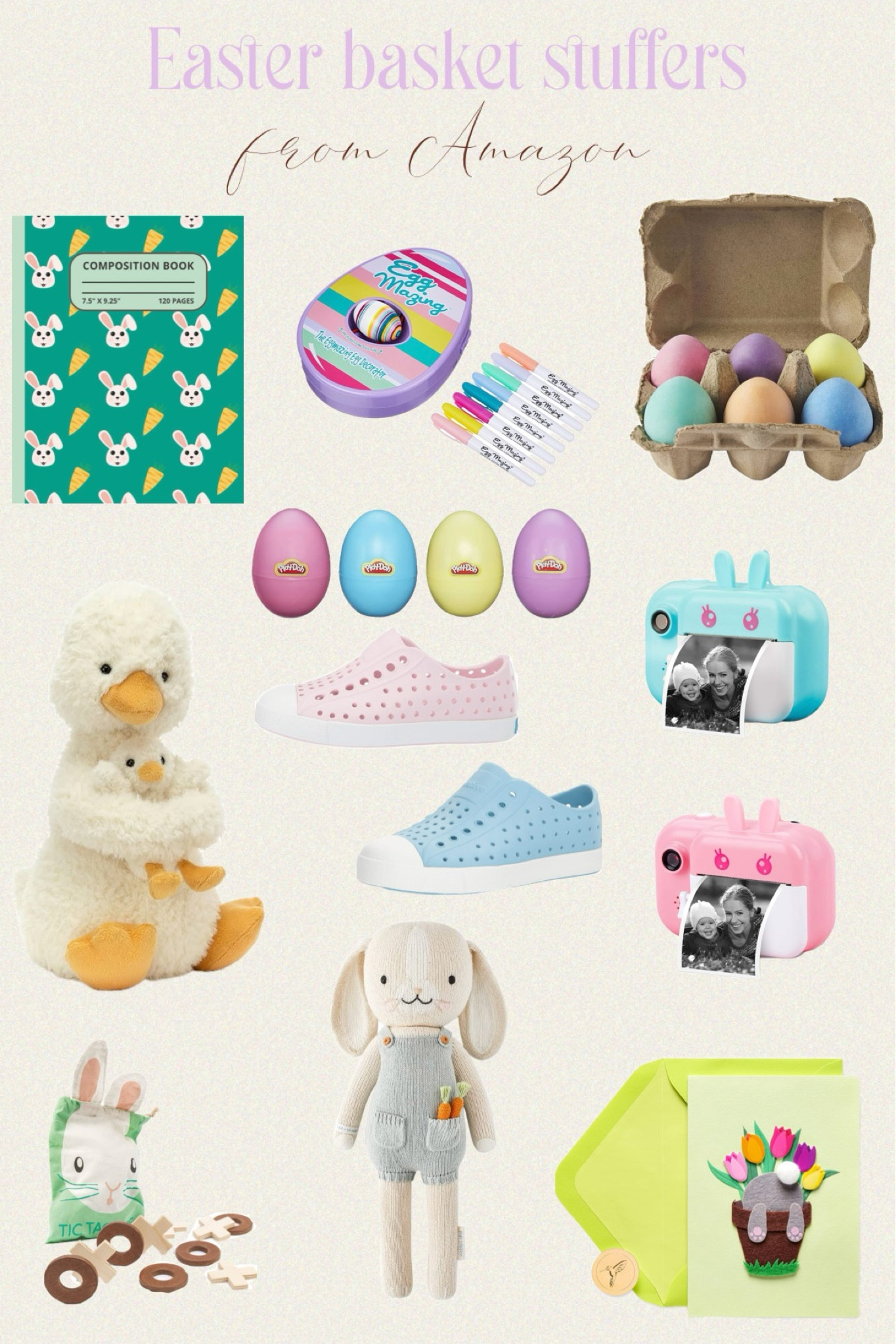 Eatser basket from @amazon
Easter basket gif idea

Easter Notebook , Composition, Journal for Girls or Boys , Journal, Diary, Notebook, Happy Easter, Easter Basket, Easter Gift / MINIBEAR Instant Camera for Kids / Jellycat Huddles Duck Stuffed Animal / Papyrus Easter Card for Kids / Mud Pie Children's Egg Sidewalk Chalk Set /The Eggmazing Egg Decorator Easter Egg Decorator Kit / Tender Leaf Toys - Tic Tac Toe - Wooden Tic Tac Toe Game with Bunny Drawstring Bag / Play-Doh Spring Eggs Easter Eggs 4 pack / cuddle + kind Henry The Bunny Little 13" Hand-Knit Doll / Native Shoes - Jefferson, Kids Shoe

#easter #amazon #easterbasket #gabrielapolacek #bobo #kids #toddler #giftguide 

#LTKfindsunder50 #LTKSeasonal #LTKkids