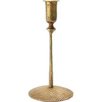 Creative Co-Op Hand-Forged Hammered Metal Taper, Antique Brass Finish Candle Holder | Amazon (US)