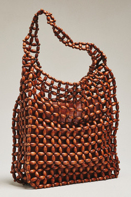Wood Beaded Slouchy Shoulder Tote | Anthropologie (US)