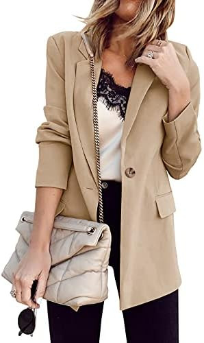 Ivay Womens Casual Blazers Lightweight Open Front Long Sleeve Work Office Blazer Jacket | Amazon (US)