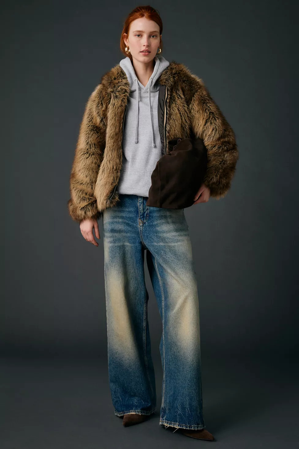 UO Sloanne Faux Fur Zip-Up Hooded Jacket | Urban Outfitters (US and RoW)