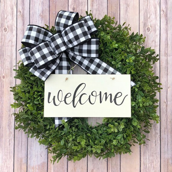 Wreath for Front Door | Boxwood Wreath | Spring Wreath | Farmhouse Wreath | Year Round Wreath | W... | Etsy (US)