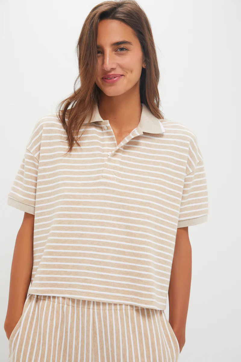 Tan and White Striped Holmes Polo | Tuckernuck (US)