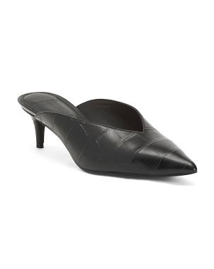 Leather Pointy Toe Asymmetrical Kitten Heels | TJ Maxx