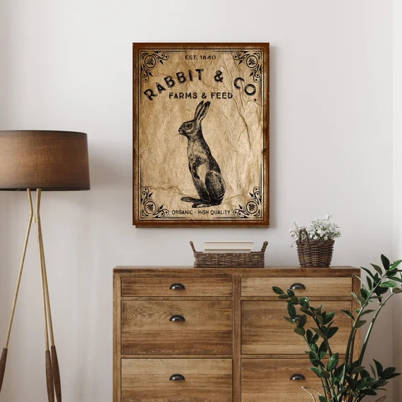 Rabbit & Co. Farms And Feed, Easter Sign, Vintage Easter Decor, Large Canvas Wall Art, Vintage Si... | Etsy (US)