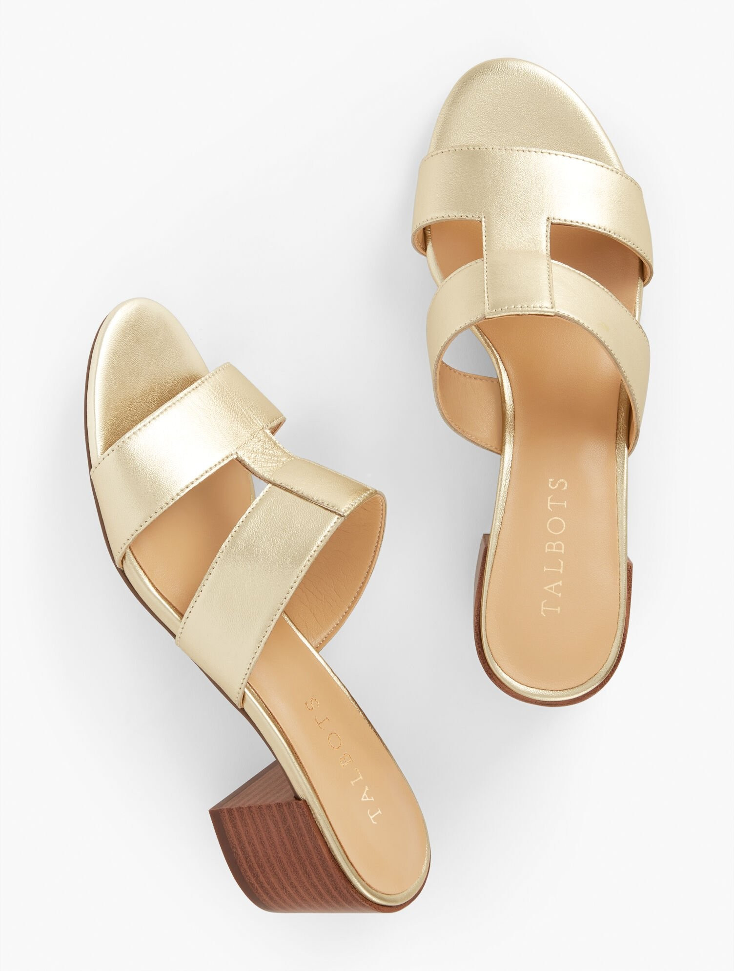 Tilly Metallic Nappa Block Heel Sandals | Talbots