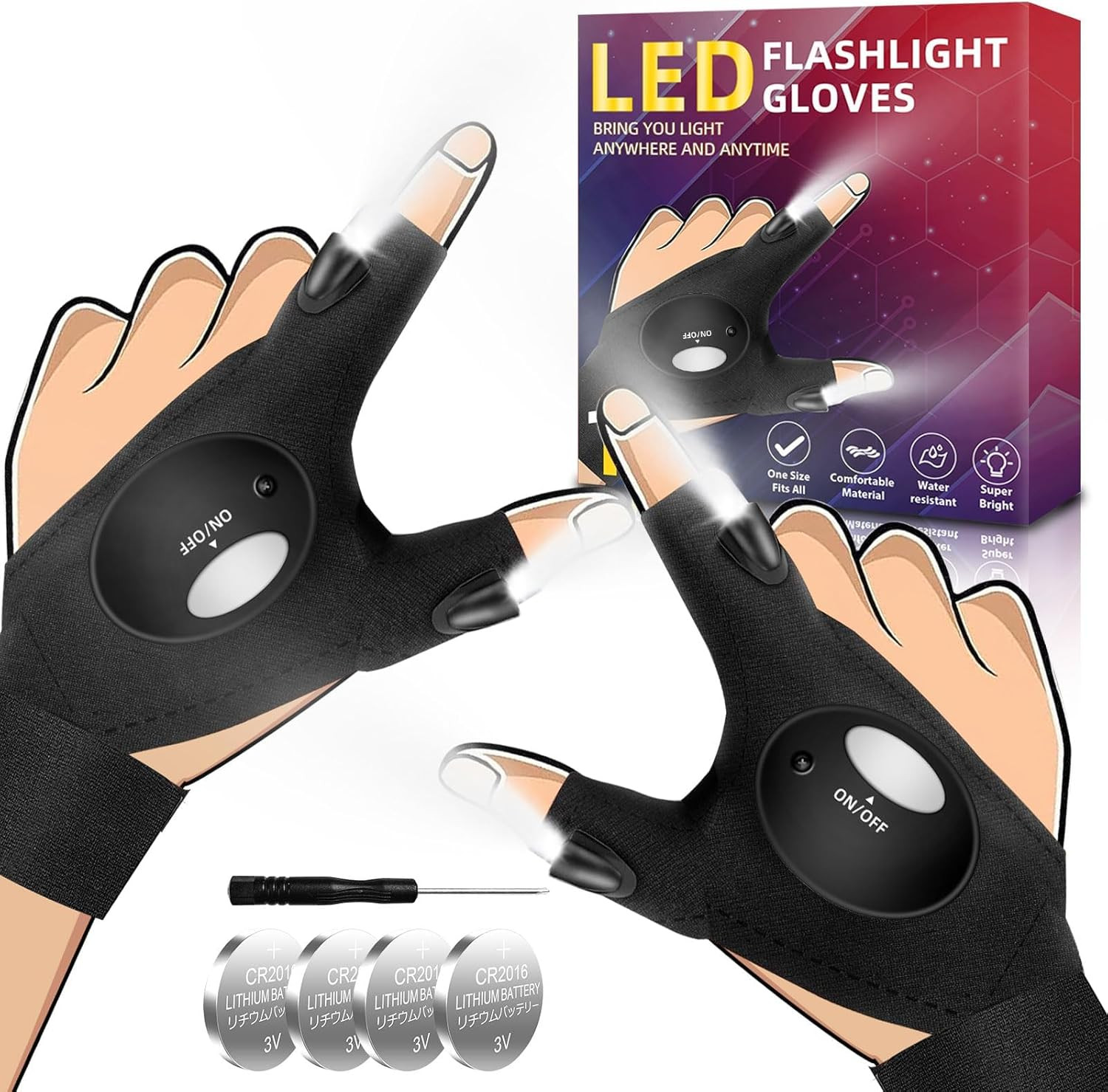 Stocking Stuffers Gifts for Men Adults, LED Flashlight Gloves Christmas White Elephant Birthday G... | Amazon (US)