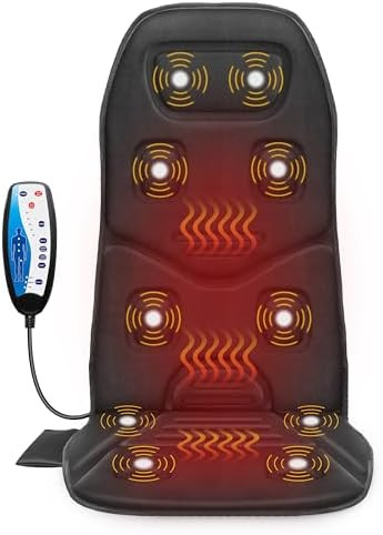 COMFIER Back Massager Seat Cushion with Heat,10 Vibration Motors, Massage Chair Pad,Chair Massage... | Amazon (US)