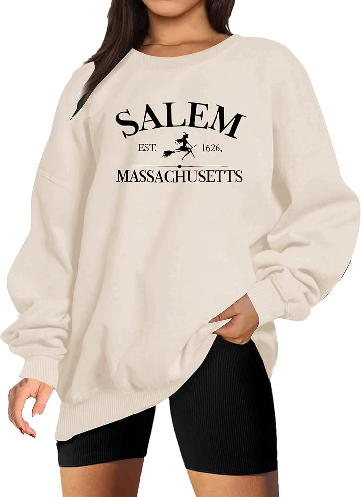 UNIQUEONE Halloween Sweatshirts Women Oversized Salem Massachusetts Shirts Embroidered Hoodies Cr... | Amazon (CA)