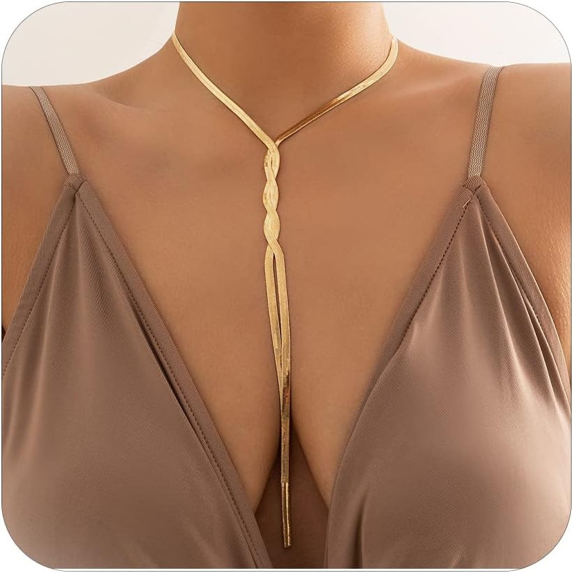 Long Necklaces for Women Trendy Twisted Snake Chain Necklace Gold Statement Necklace Lariat Y Her... | Amazon (US)