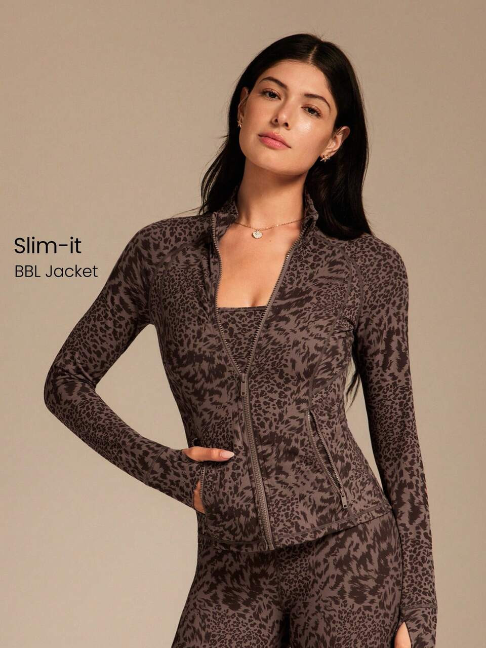FeatherFit™ BBL Slim-Fit Pockets Zip Up Long Sleeve Jacket | Glowmode