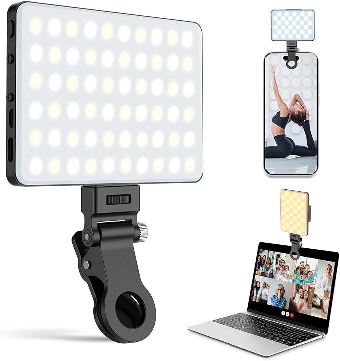 60 LED Phone Light with Front & Back Clip, Selfie Light with CRI 95+, Selfie Light for iPhone, iP... | Amazon (US)
