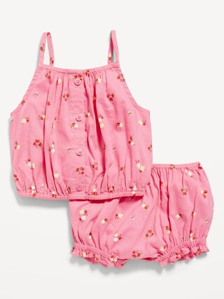 Printed Sleeveless Button-Front Top & Bloomer Shorts Set for Baby | Old Navy (US)
