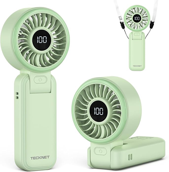 TECKNET Handheld Fan, Portable Fan with 5000mAh, Hand Held USB Rechargeable Fan with LED Display,... | Amazon (UK)