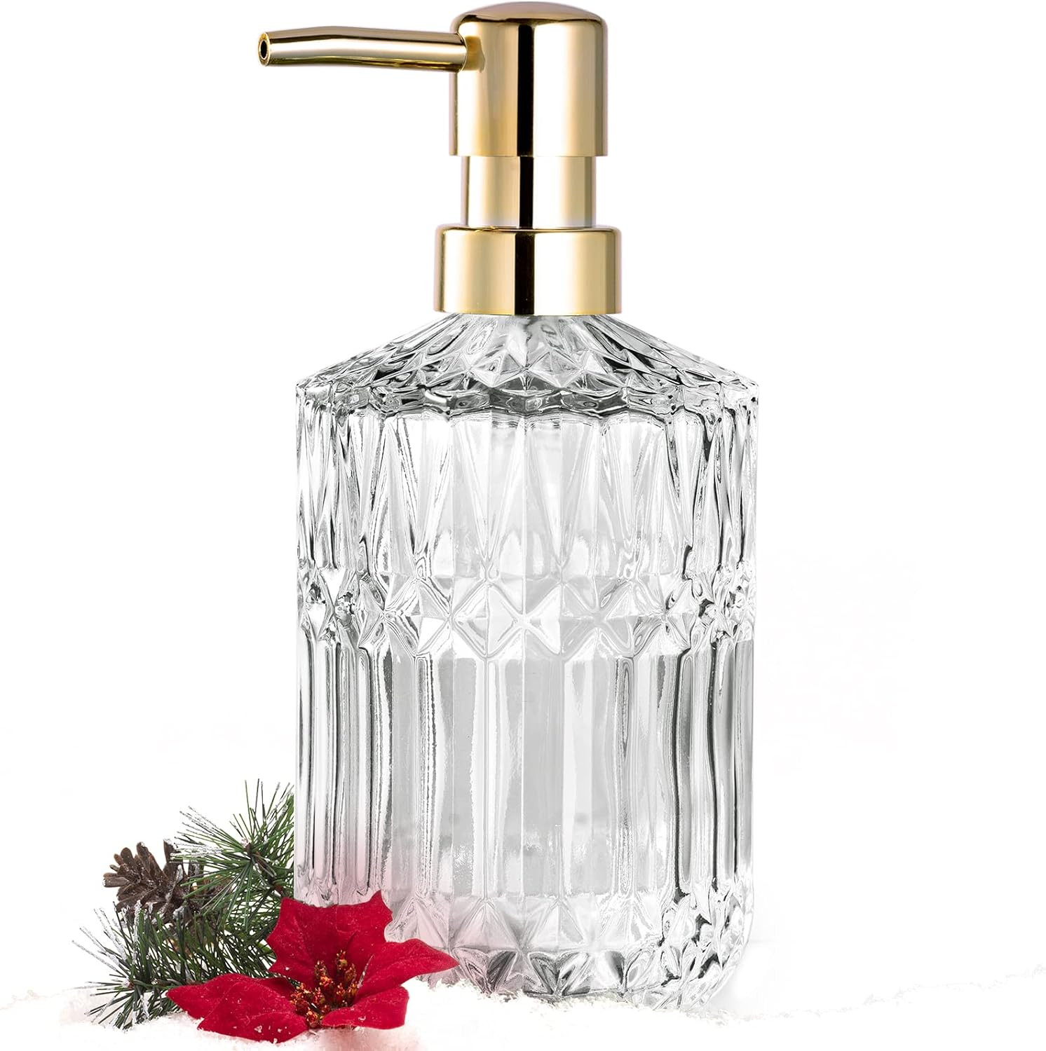 Clear Glass Soap Dispenser with ABS Plastic Pump, Crystal Lotion Dispensers for Kitchen Sink, Bathroom (Transparent) | Amazon (US)