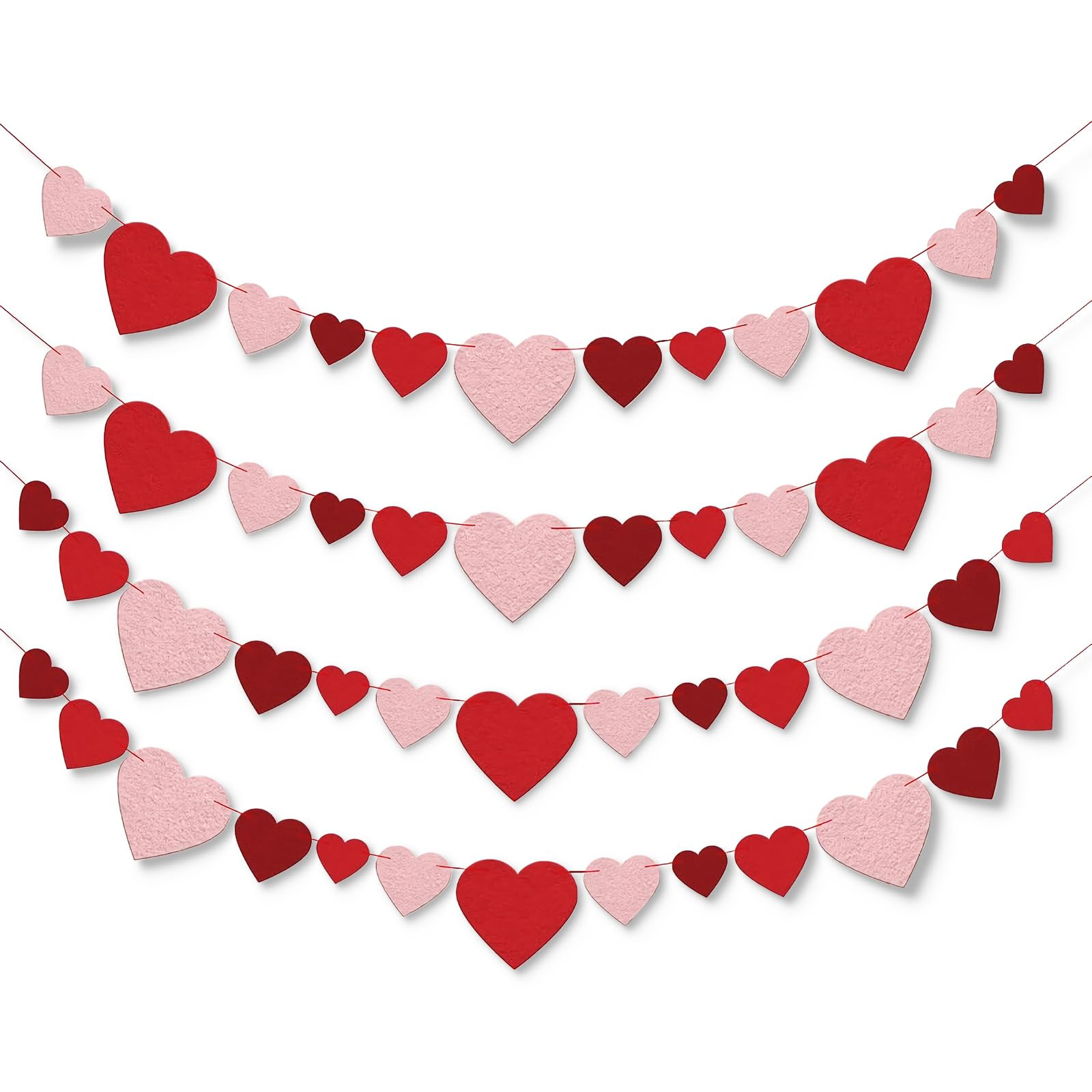 Valentine Decoration 4 Pack Felt Hanging Heart Banner Happy Valentines Garland Sign Pink Red Hear... | Amazon (US)
