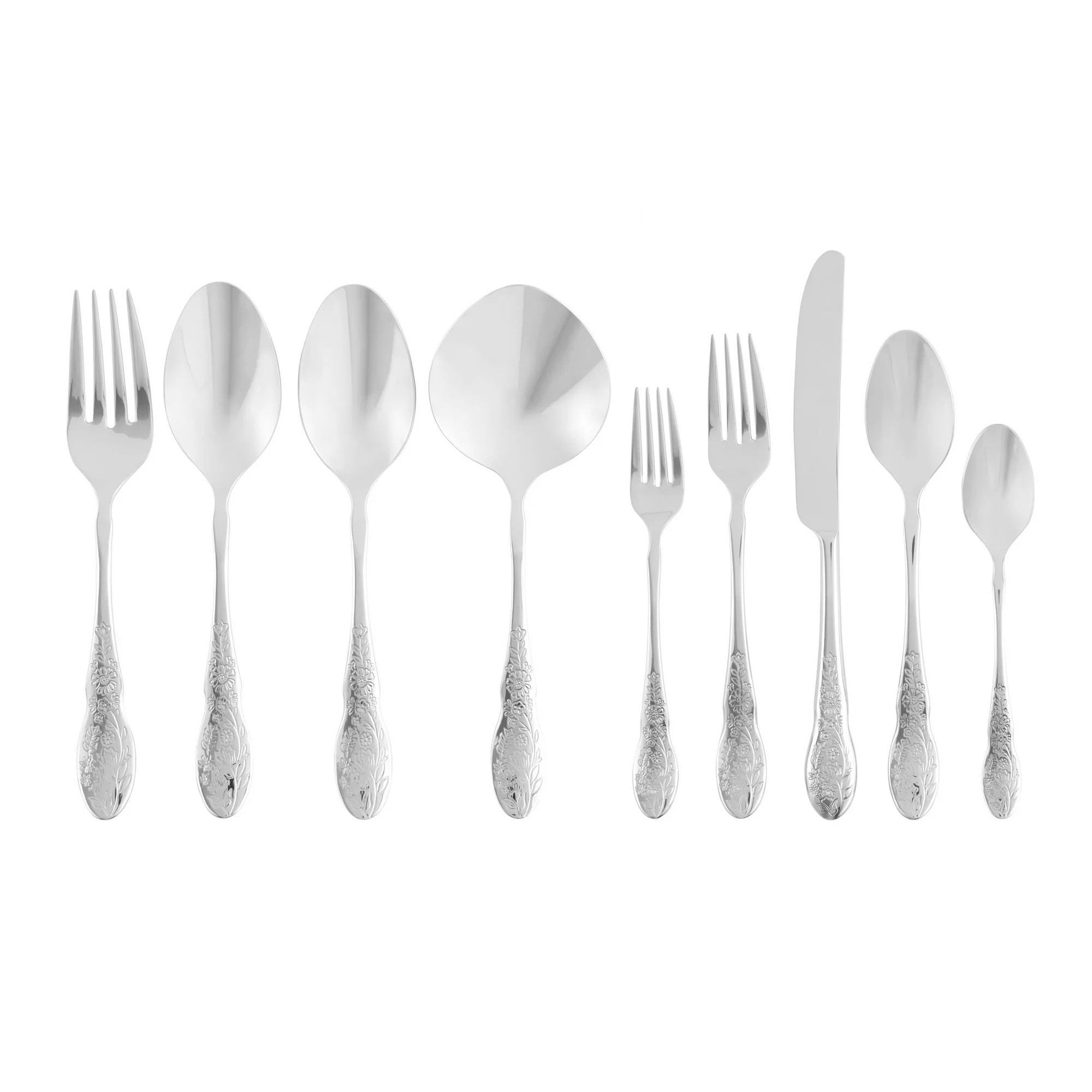 The Pioneer Woman Mazie 44-Piece Stainless Steel Flatware Set, Silver - Walmart.com | Walmart (US)