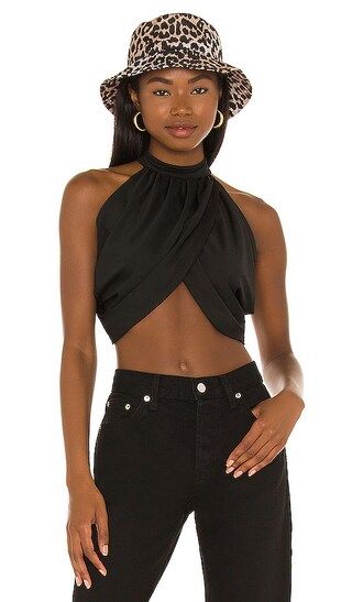 Emani Wrap Crop Top in Black | Revolve Clothing (Global)