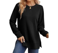 Saloogoe Sweatshirt for women Side Split Fall Fashion 2023 Long Sleeve Shirts Trending Now | Amazon (US)